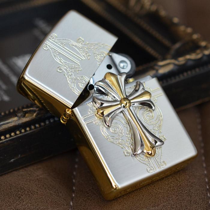 ZIPPO（ジッポー） クロスコンビメタル シルバー＆ゴールド ◇ZIPPO 
