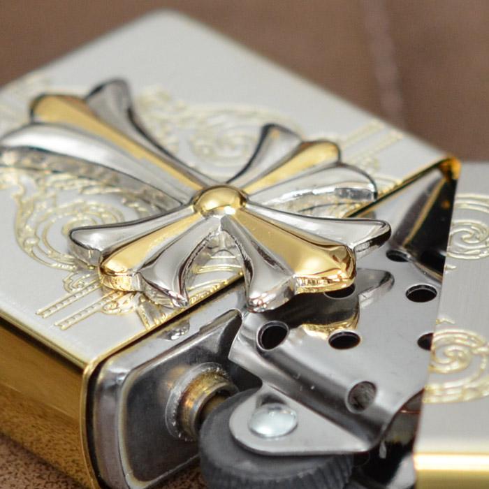 ZIPPO（ジッポー） クロスコンビメタル シルバー＆ゴールド ◇ZIPPO