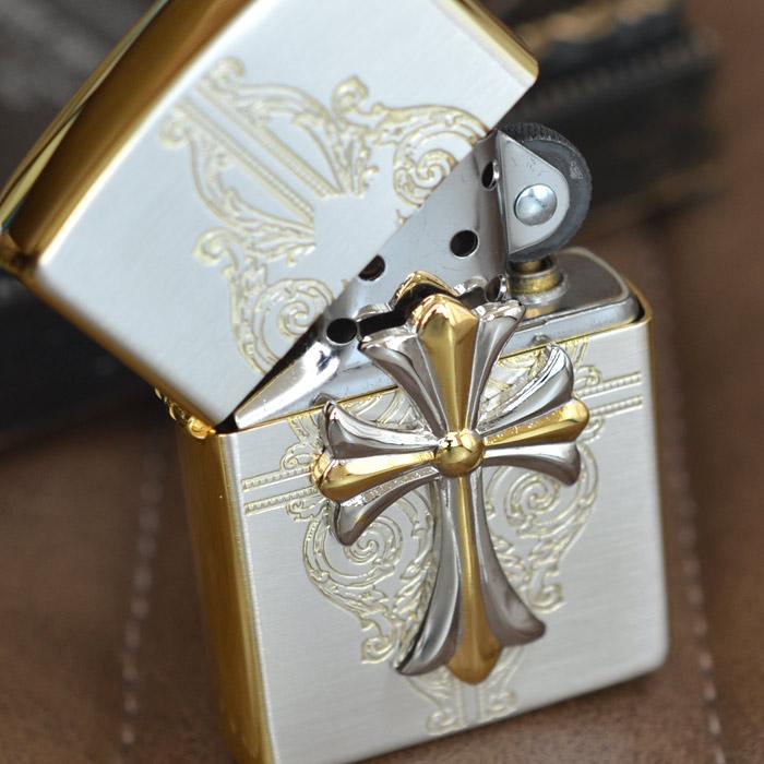 【限定生産】POPX(ゴールド/シルバー) ZIPPO（ジッポー） クロスコンビメタル シルバー＆ゴールド ◇ZIPPO