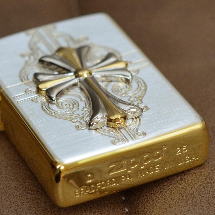 ZIPPO（ジッポー） クロスコンビメタル シルバー＆ゴールド ◇ZIPPO