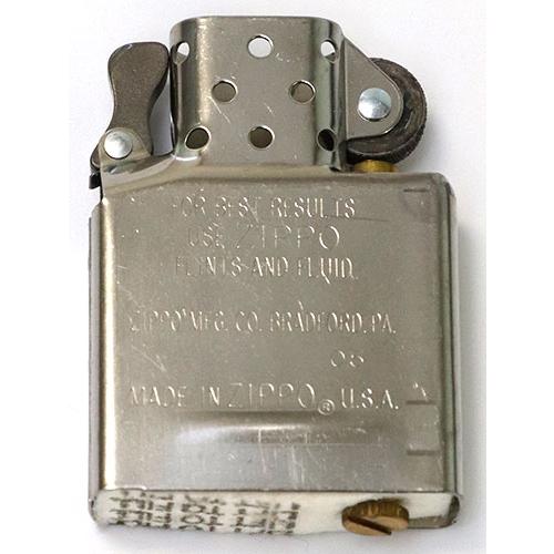 ジッポーライター ZIPPO 純銀ジッポー#15 2面彫、手彫唐草柄2005年製、中古品