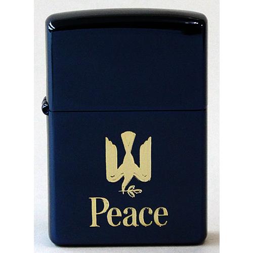 ジッポー ZIPPOライター ジッポライター| タバコ柄ピース「PEACE」 ブルーチタン仕上A.2000年製、未使用品｜zippoworld｜02