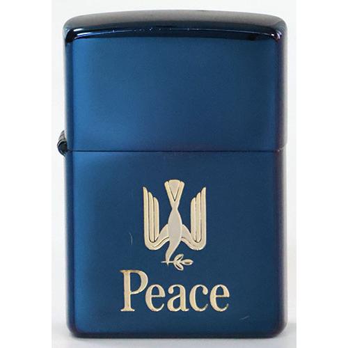 極美品　peace ピース ブルーチタン Zippo 限定品　高級　かっこいい ZIPPO タバコ柄ピース「PEACE」 ブルーチタン仕上E.2000年製
