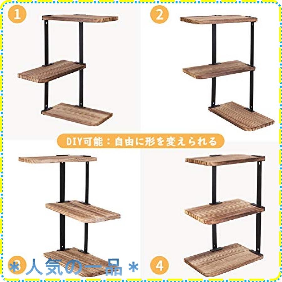 ウォールシェルフ コーナー 壁付け コーナーシェルフ 木製 自由にDIY コーナーラック 3段 壁掛け棚 キッチン 洗 cLU388468