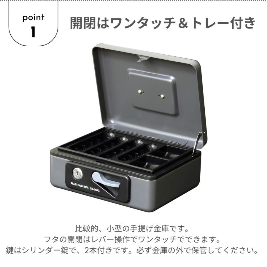 PLUS（プラス） 金庫 手提金庫 小型 W197×D164×80mm ブルー 12-861