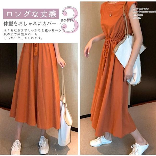 ワンピース 夏 涼しい 接触冷感 綿麻 フレアワンピース ベルト付き