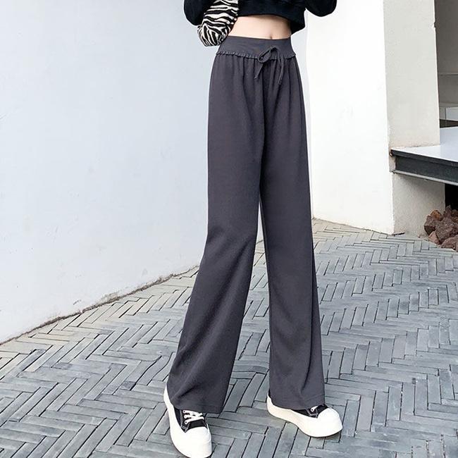 ガウチョパンツ ワイドパンツ 紐付き ゴムウエスト レディース ストン