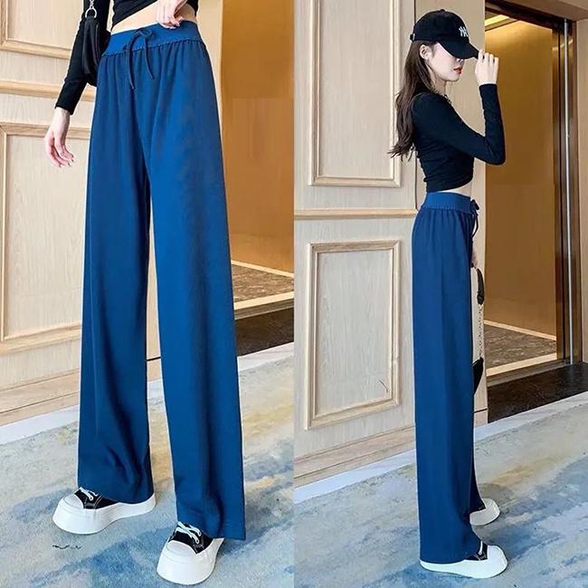 ガウチョパンツ ワイドパンツ 紐付き ゴムウエスト レディース ストン