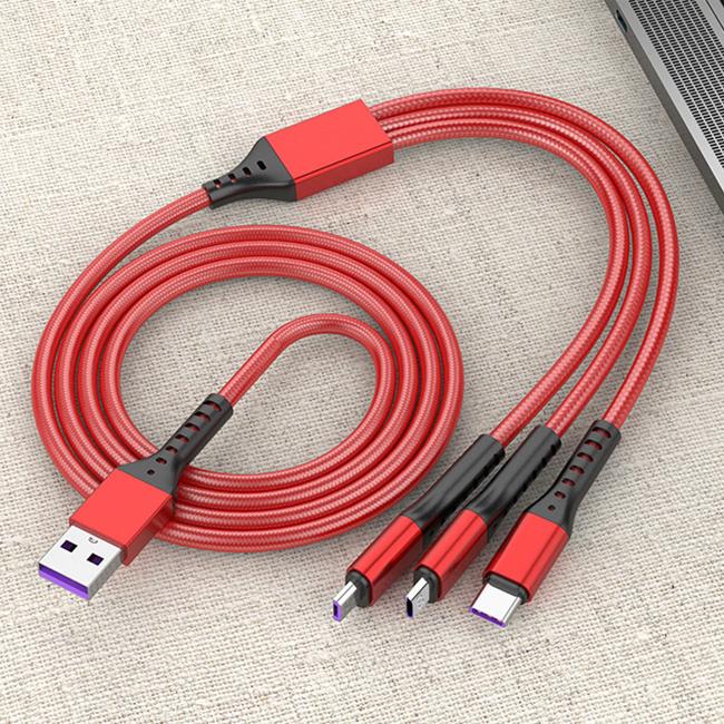 3in1充電ケーブル レッドのみ 充電ケーブル 3in1充電ケーブル 2点セット 急速充電 2.4A 1.2m iPhone