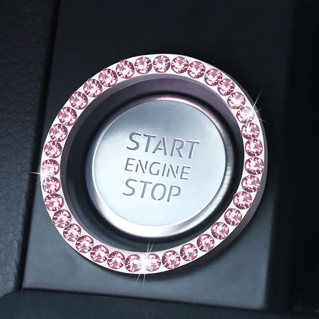 エンジン スタートボタンリング プッシュ スターター スイッチ リング ラインストーン 装着簡単 エンジン ボタン カバー スタート リング