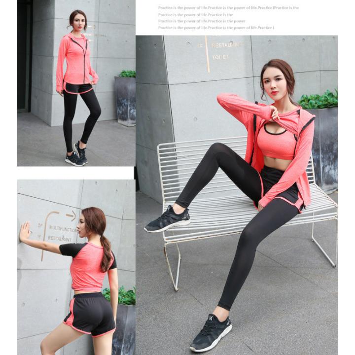 ヨガウェア 5点セット パンツ レギンス ブラ パーカー ジム フィット