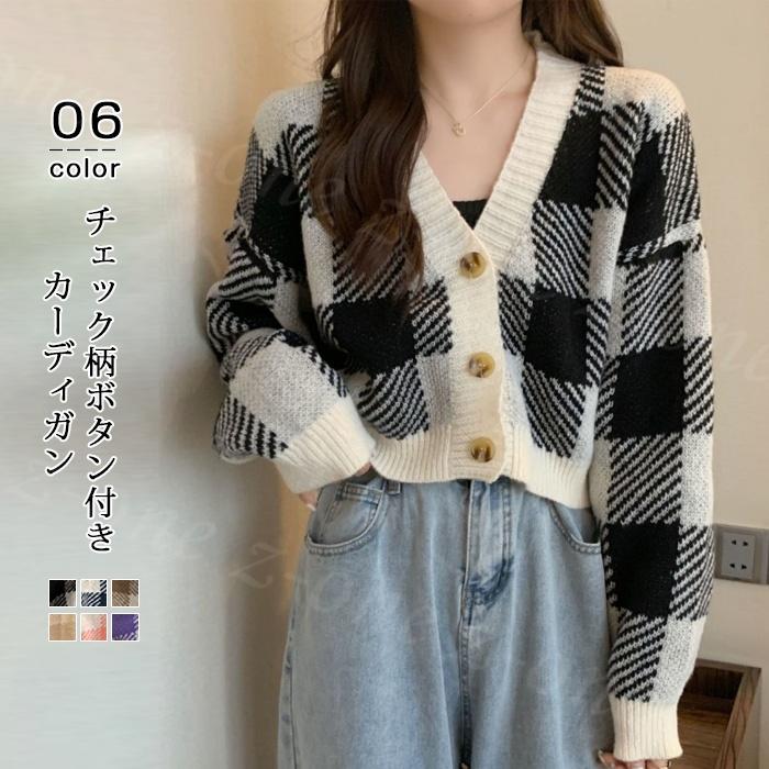チェック柄カーディガン＆スカートセット チェック柄ニットカーディガンxプリーツミニスカート セットアップ Mc