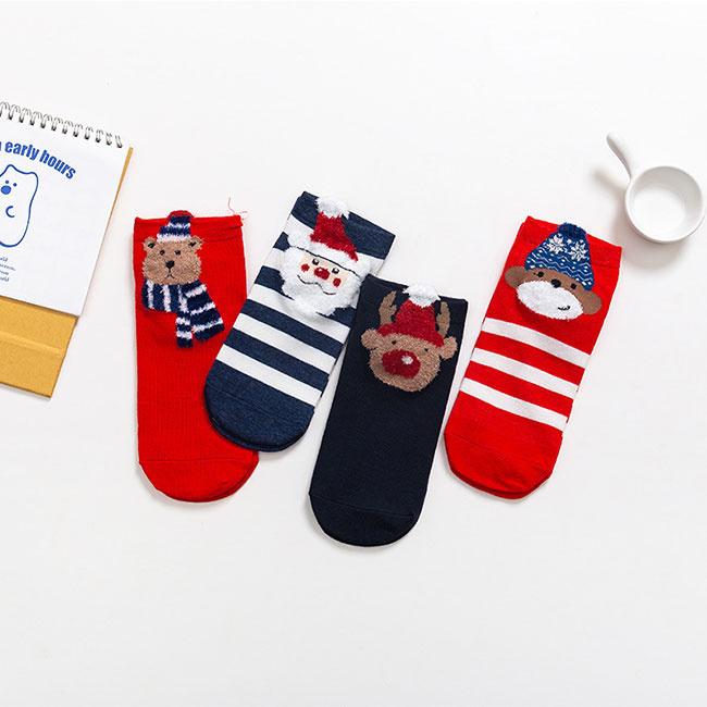 靴下 ソックス 4足セット レディース クリスマス柄 ショート かわいい
