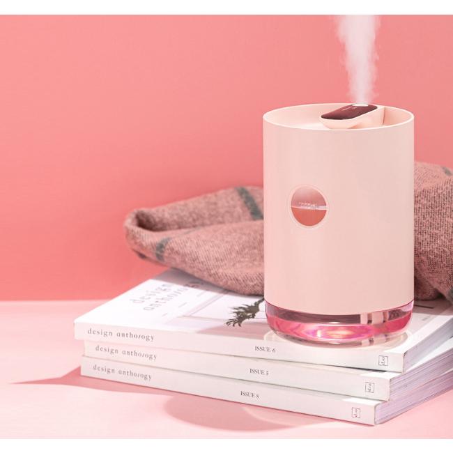 送料無料 加湿器 USB充電式 ハイブリッド式 空気浄化 LEDライト 1L 大