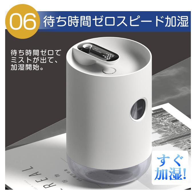 送料無料 加湿器 USB充電式 ハイブリッド式 空気浄化 LEDライト 1L 大