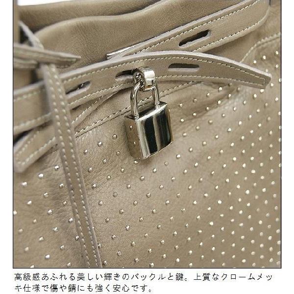 イタリア製 LANZETTI スタッズ ハンドバッグ ソフトレザー 黒 本革 