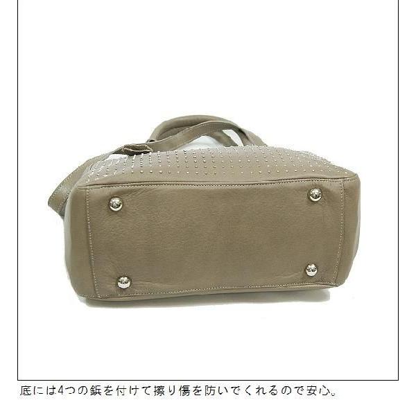 イタリア製 LANZETTI スタッズ ハンドバッグ ソフトレザー 黒 本革 
