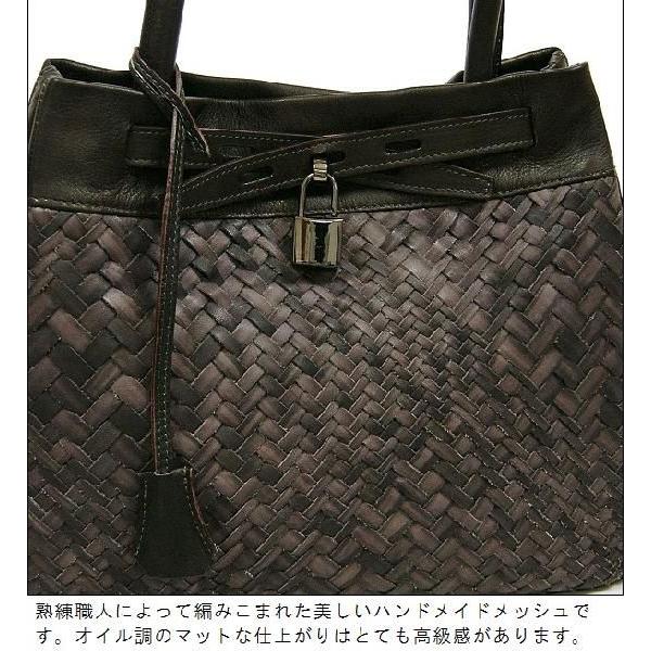 LANZETTI ランゼッティ レザーハンドバッグ ブラック 黒 本革 イタリア製 LANZETTI ランツェッティ― メッシュレザー