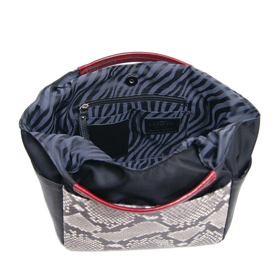 イタリア製 ハイ・クオリティ ヘビ革ハンドバッグ ハンドバッグ パイソン 蛇柄 ヘビ柄 軽量 ナイロンバッグ