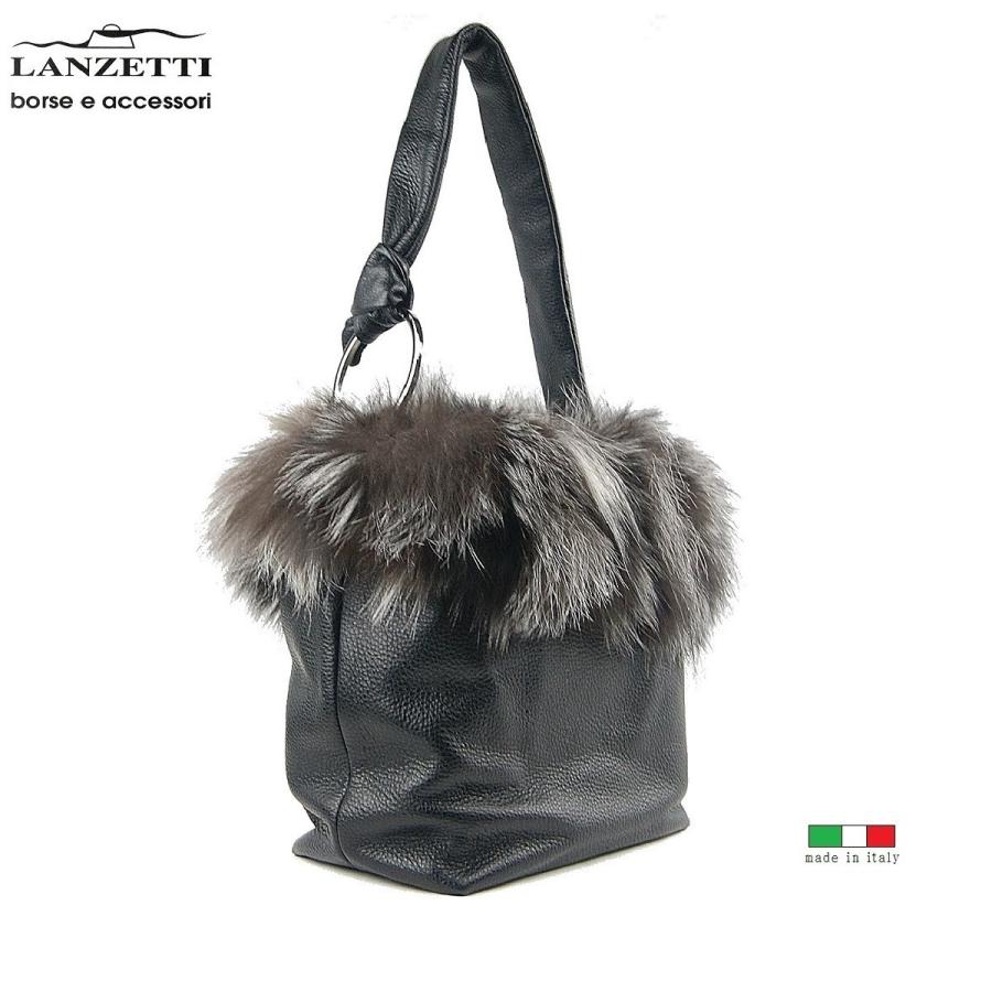ランゼッティ LANZETTI ハンドバッグ イタリア製 LANZETTI/ランゼッティ 素材コンビワンハンドル2WAYバッグ