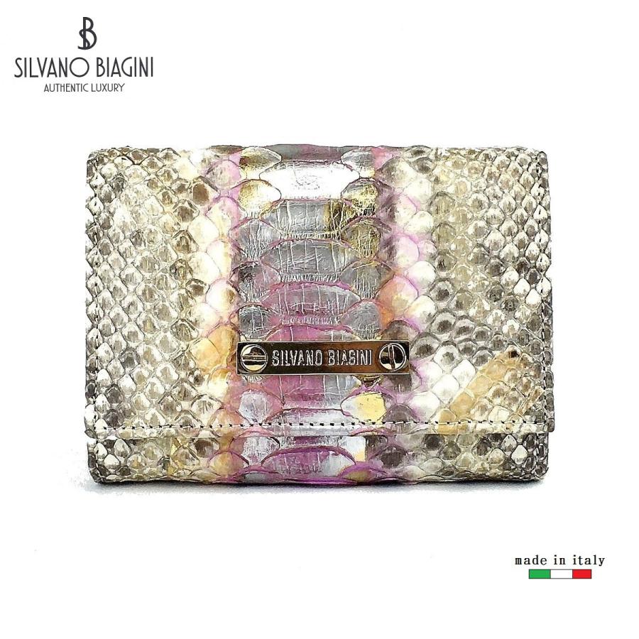 SILVANO BIAGINI パイソン二つ折り財布 レディース財布 蛇革 蛇