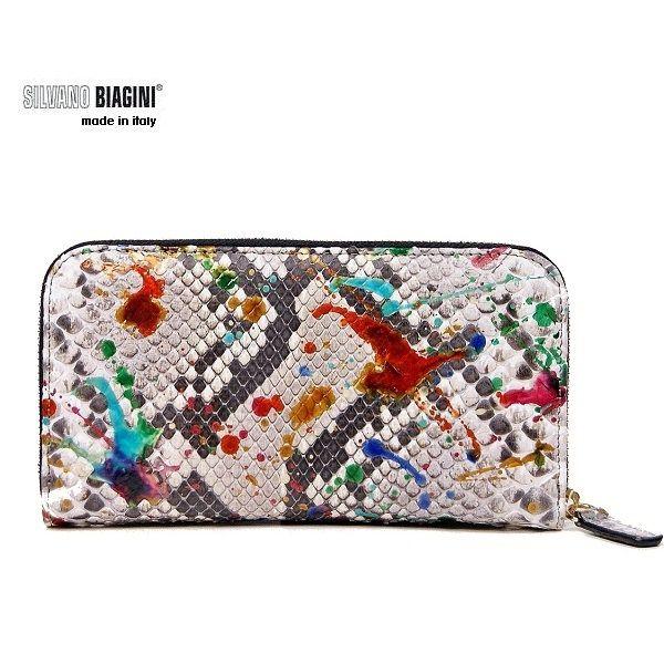 注目ブランド マルチカラー かわいい 人気 ラウンドファスナー 本革 パイソン レディース 長財布 イタリア製 Biagini Silvano 長財布 Kisa Mit Edu