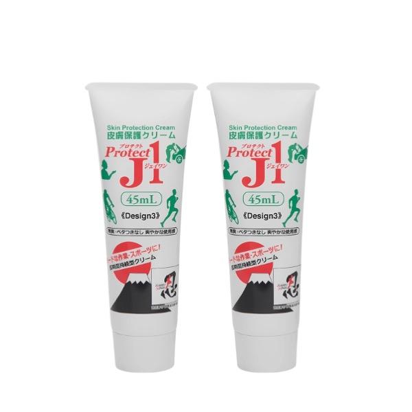プロテクトJ1 皮膚保護クリーム 45ml 2個セット アースブルー 股ずれ防止 靴擦れ 長時間持続型 バリア 皮膚 手指 スポーツ 無臭 ...