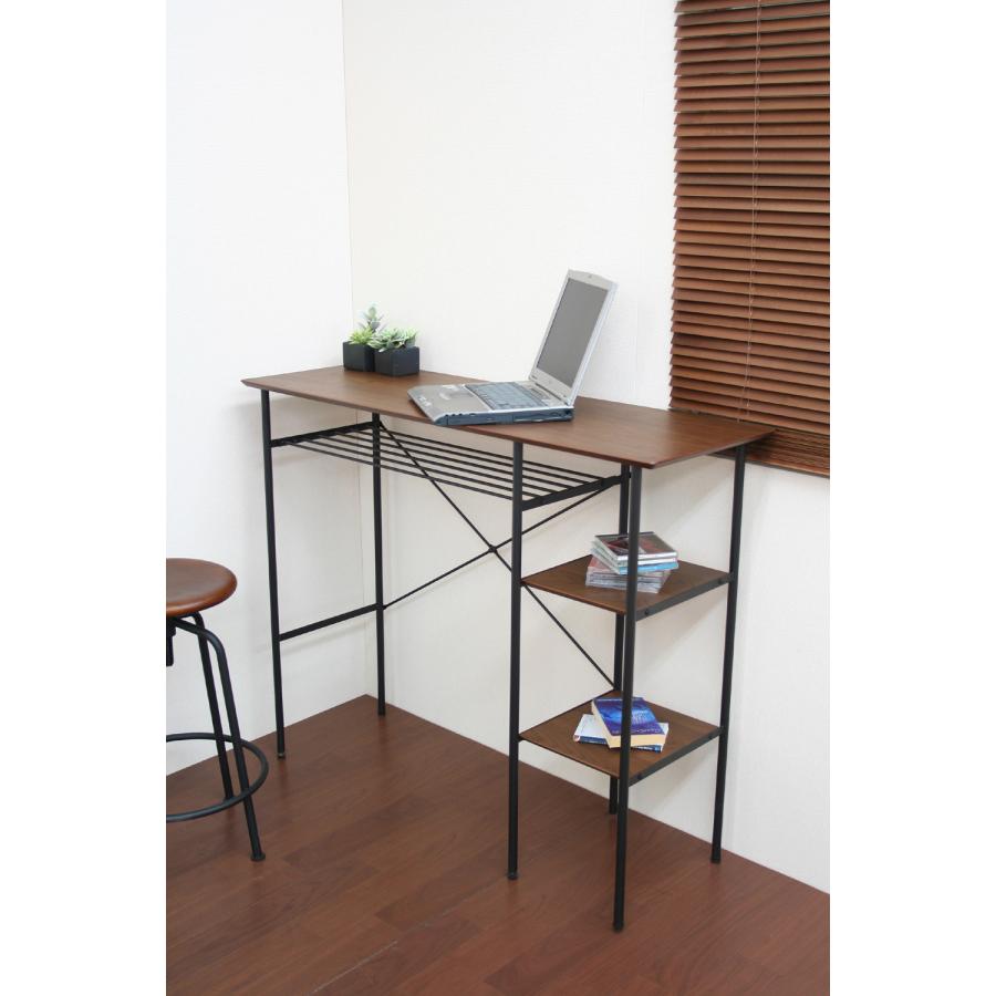 木製オープンシェルフ付きカウンターテーブル