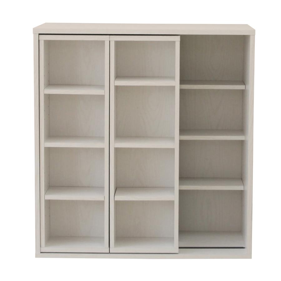 スライド書棚 書棚 本棚 ラック シェルフ シンプル コンパクト シンプル コンパクト 幅80cm おしゃれ ホワイト ダークブラウン グレー