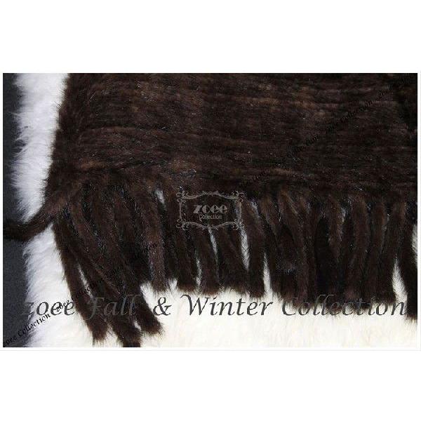ミンクファーポンチョ　フリンジ付き　077　ダークブラウン |  | 01