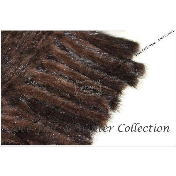 ミンクファーポンチョ　フリンジ付き　077　ダークブラウン |  | 03