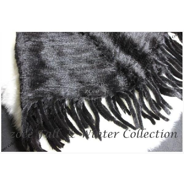 ミンクファーポンチョ　フリンジ付き　099　ブラック |  | 03