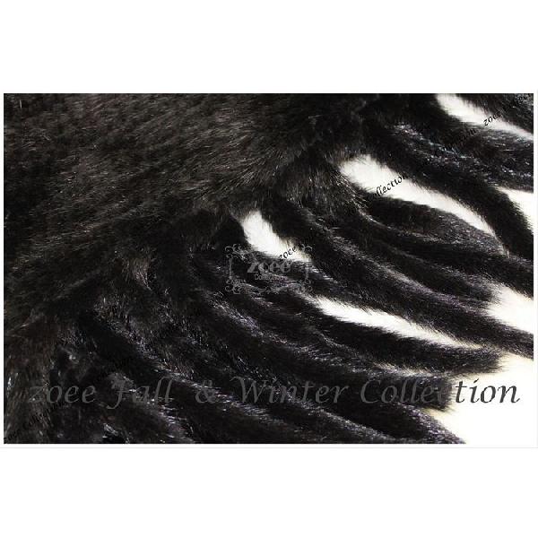 ミンクファーポンチョ　フリンジ付き　099　ブラック |  | 04