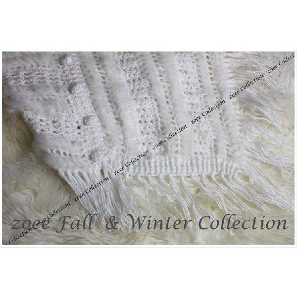 ケープ風ポンチョ　ふわふわラビットファー＆フリンジ付き　136wh　ホワイト |  | 02