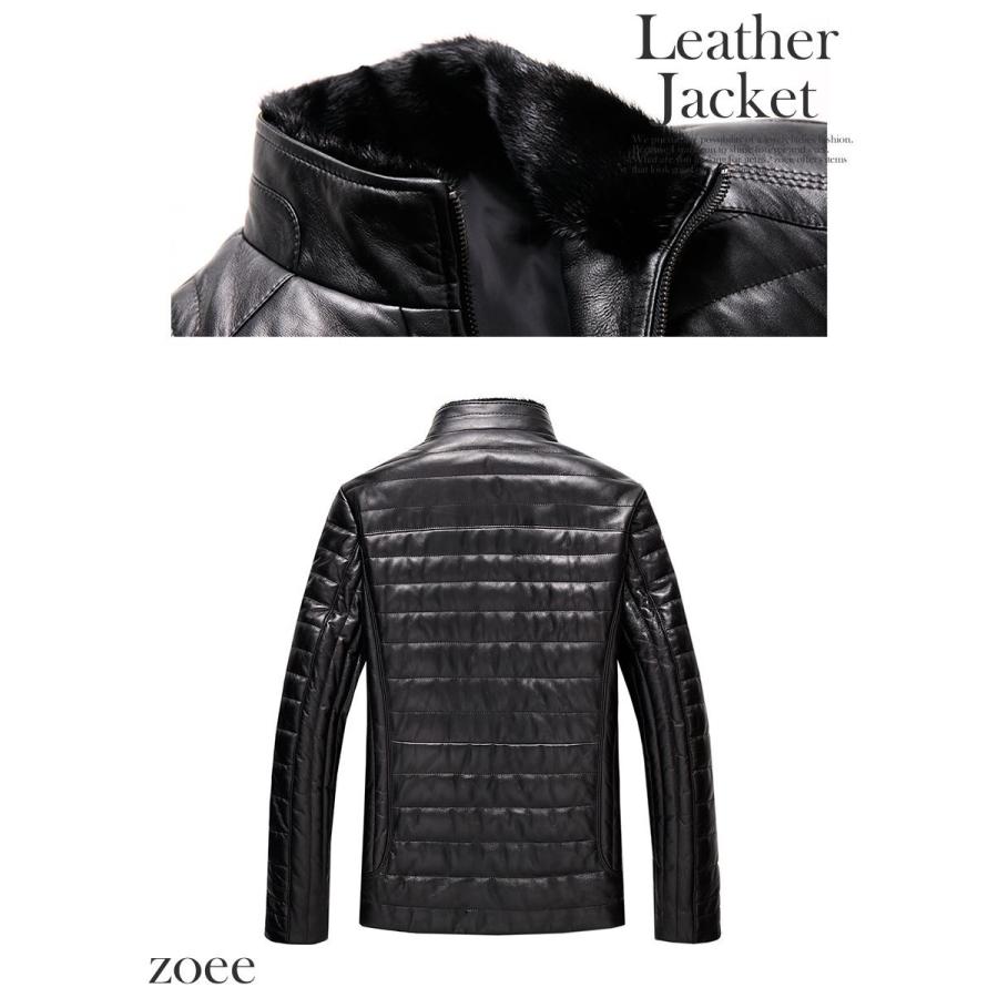 ラムレザージャケット メンズ ダウン90% 本革 羊革 ミンクファー レザージャケット アウター ジャケット d001 |  | 02