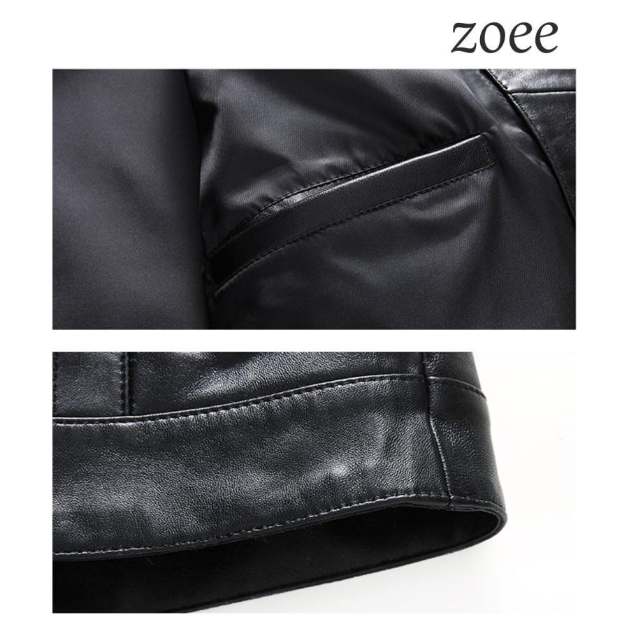 ライダースジャケット メンズ 秋冬 ラムレザー 本革 革ジャン シングル かっこいい 男前 無骨   アウター ジャケット ブラック L/2L/3L/4L/5L e003 |  | 06