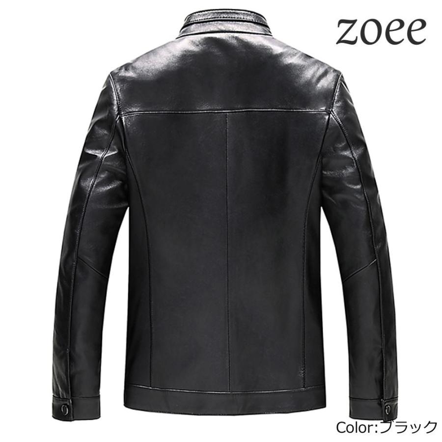 ライダースジャケット メンズ 秋冬 ラムレザー 本革 革ジャン シングル かっこいい 男前 無骨   アウター ジャケット ブラック L/2L/3L/4L/5L e003 |  | 09