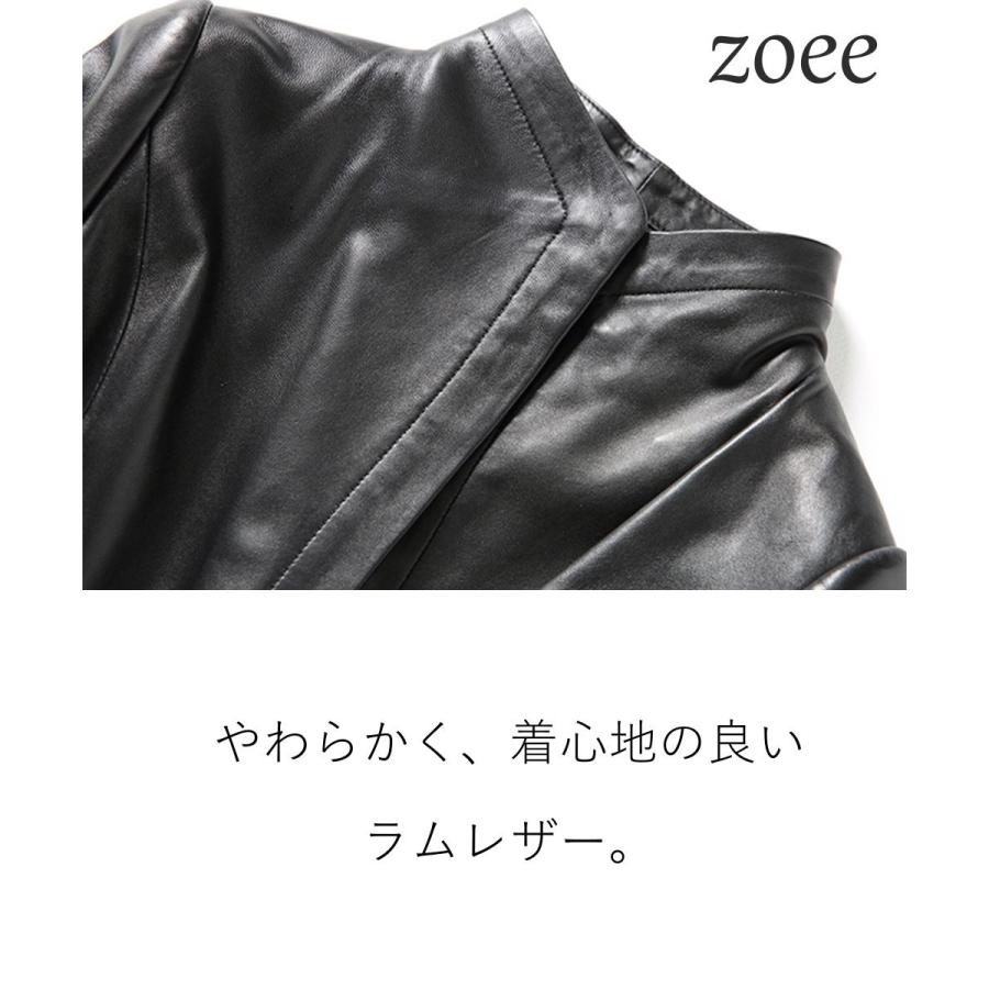 レザーコート レディース 秋冬 ロングコート ラムレザー ベルト付き 本革 ブラック M/L/2L/3L/4L e211 |  | 02