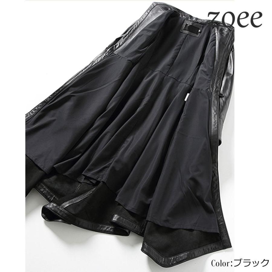 レザーコート レディース 秋冬 ロングコート ラムレザー ベルト付き 本革 ブラック M/L/2L/3L/4L e211 |  | 05