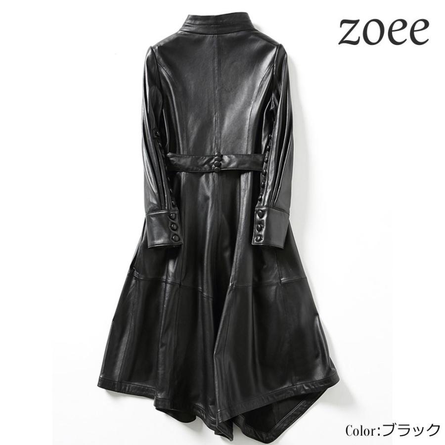 レザーコート レディース 秋冬 ロングコート ラムレザー ベルト付き 本革 ブラック M/L/2L/3L/4L e211 |  | 06