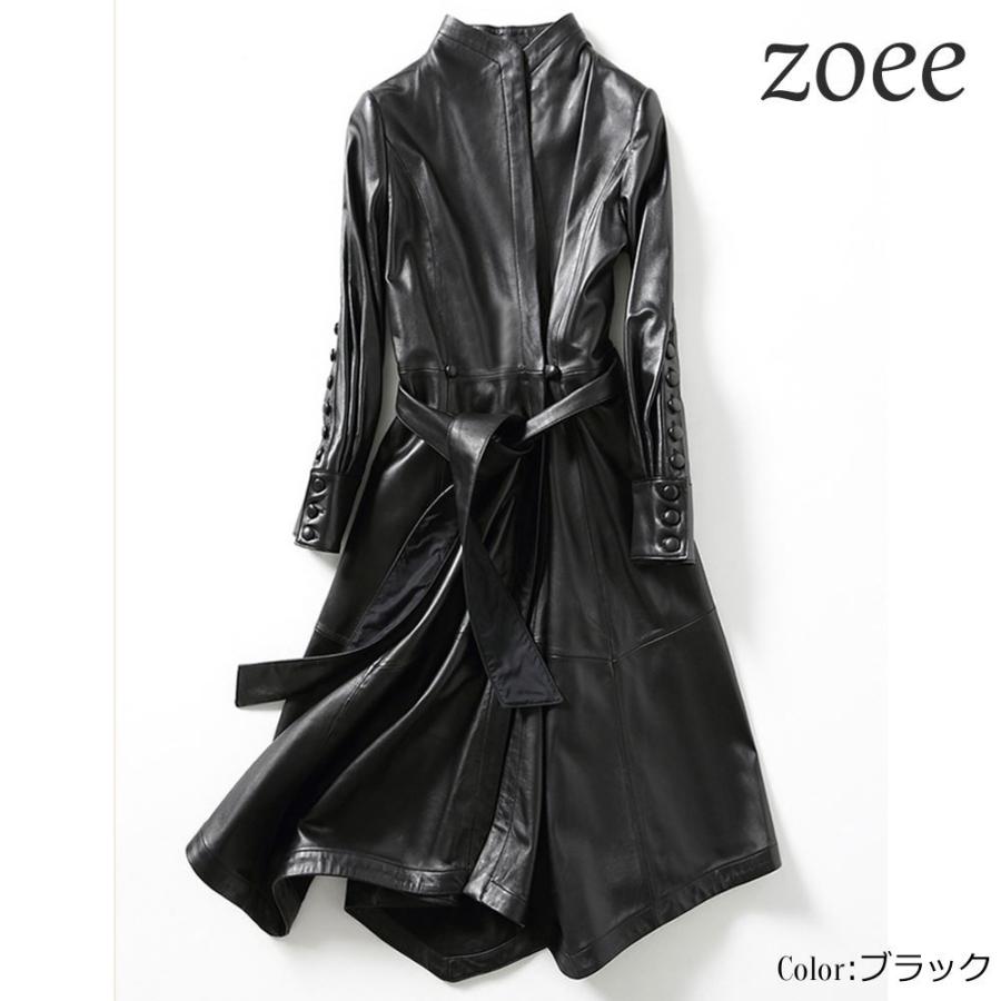 レザーコート レディース 秋冬 ロングコート ラムレザー ベルト付き 本革 ブラック M/L/2L/3L/4L e211 |  | 07