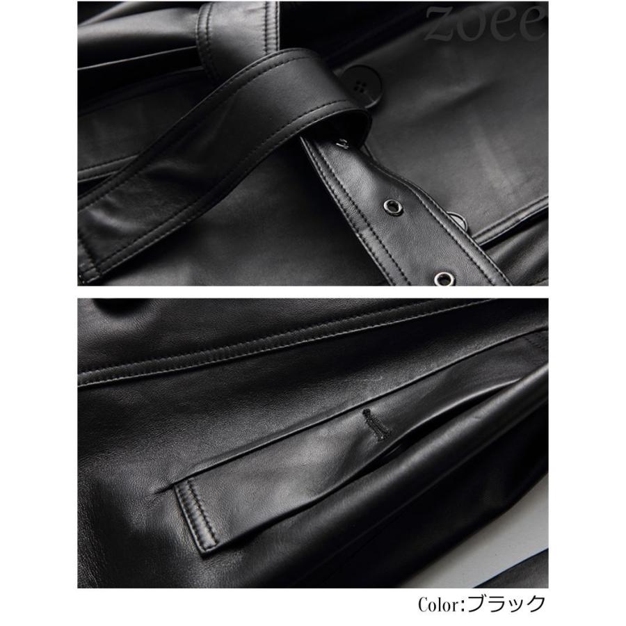 トレンチコート レディース 冬 ロング ロング丈 チェスターコート ステンカラーコート レザーコート ラムレザー 本革 ブラック M/L/2L/3L/4L e214 |  | 03