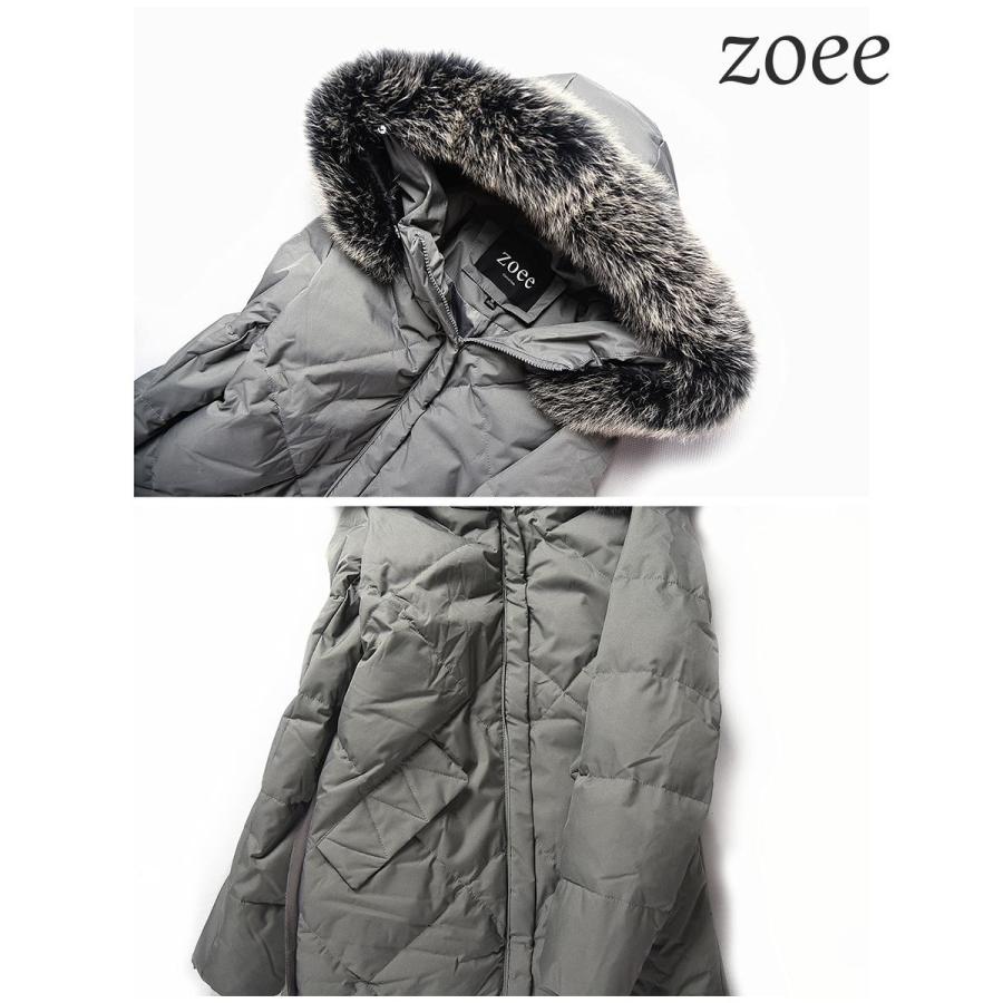 ダウンコート レディース 秋冬 フォックスファー フード ロングコート 2WAY 暖かい  おしゃれ アウター コート カーキ/ブラック/グレー M〜3L e306 |  | 13