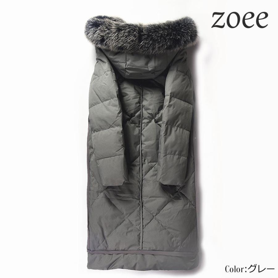 ダウンコート レディース 秋冬 フォックスファー フード ロングコート 2WAY 暖かい  おしゃれ アウター コート カーキ/ブラック/グレー M〜3L e306 |  | 15