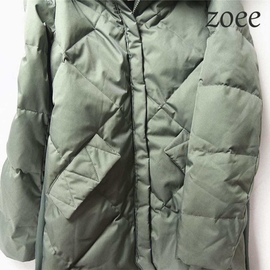 ダウンコート レディース 秋冬 フォックスファー フード ロングコート 2WAY 暖かい  おしゃれ アウター コート カーキ/ブラック/グレー M〜3L e306 |  | 03