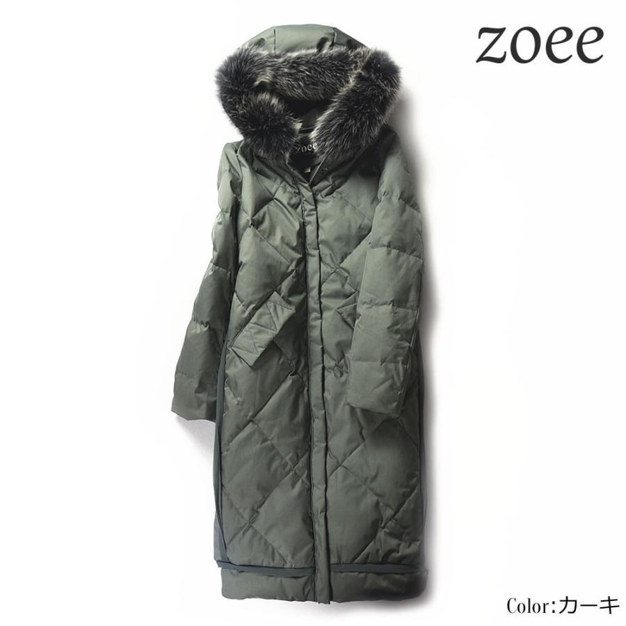ダウンコート レディース 秋冬 フォックスファー フード ロングコート 2WAY 暖かい  おしゃれ アウター コート カーキ/ブラック/グレー M〜3L e306 |  | 07