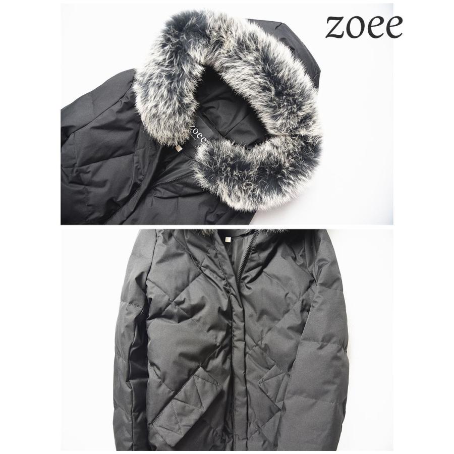 ダウンコート レディース 秋冬 フォックスファー フード ロングコート 2WAY 暖かい  おしゃれ アウター コート カーキ/ブラック/グレー M〜3L e306 |  | 09
