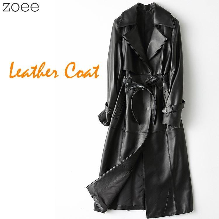 柔らかい チェスターコート ラムレザーコート レディース 秋冬 冬物 アウター 無地 長袖 ロング丈 本革 ブラック M L 2l 3l 4l F1b01 人気ブランドを Technet 21 Org