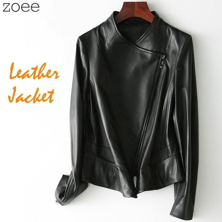 ラムレザージャケット ライダースジャケット レディース 本革 秋冬 アウター ジャケット シンプル ダブル 無地 ブラック M/L/2L/3L/4L f1b20
