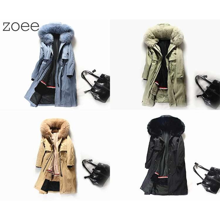モッズコート フォックスファー ロング丈 レッキスファー レディース 秋冬 アウター 3WAY ブルー/グリーン/ベージュ/ブラック M/L/2L f1d09 |  | 01